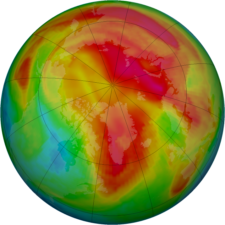 Arctic ozone map for 15 February 1981